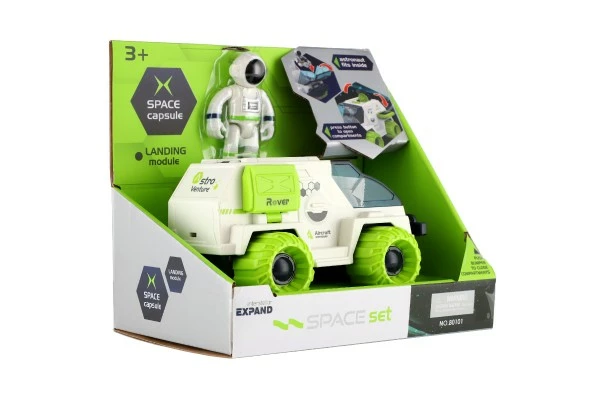 Sada vesmír plast astronaut, vesmírné auto na setrvačník v krabici 20x18x13cm