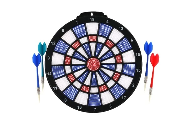 Terč se šipkami 4ks plast průměr 28cm v krabici 39x31x3cm