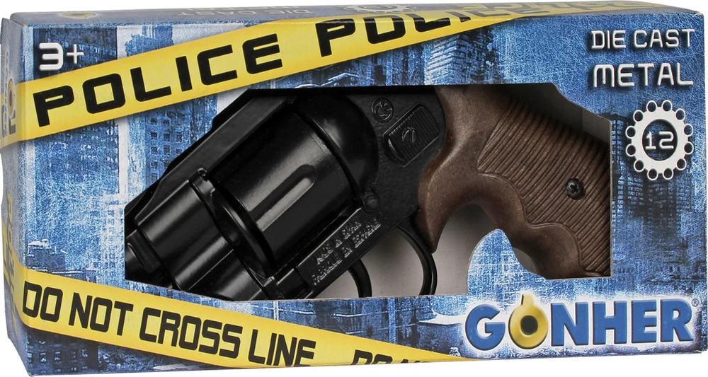 Gonher Policejní revolver Gold colection černý kovový 12 ran