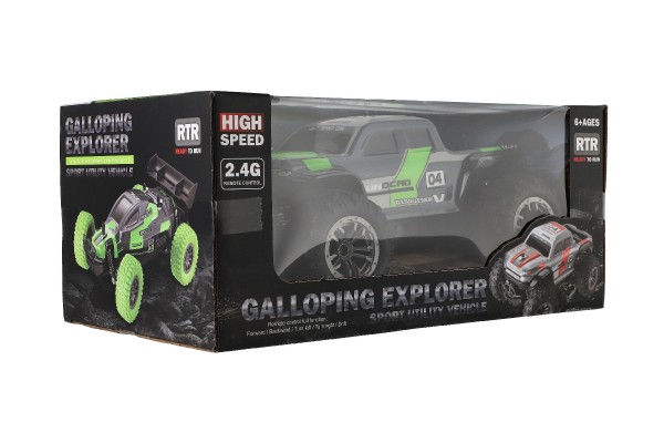 Teddies Auto RC pick up terénní plast 25cm 2,4GHZ na baterie šedo-zelený v krabici 32x14x18cm