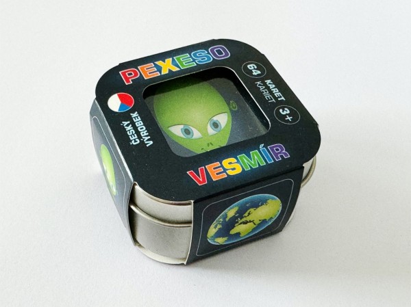 Pexeso Vesmír 64 karet v plechové krabičce 6x6x4cm