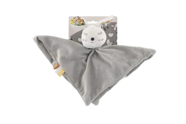 Zajíc/Zajíček usínáček chrastítko plyš 25x25cm šedivý na kartě v sáčku 0+