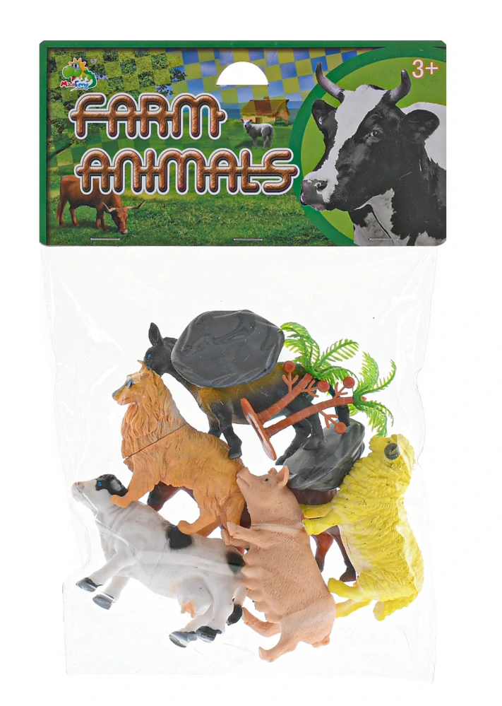 Mikro Trading Zvířátka farma 8-10cm 6ks s doplňky v sáčku
