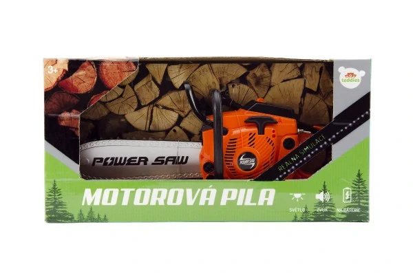 Teddies Motorová pila plast 40cm na baterie se zvukem v krabici 42x21,5x11cm