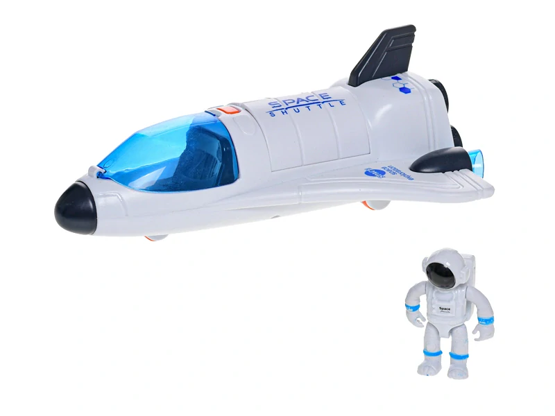 Mikro Trading Space raketoplán 20cm volný chod na baterie se světlem a zvukem + astronaut 6cm v krabičce