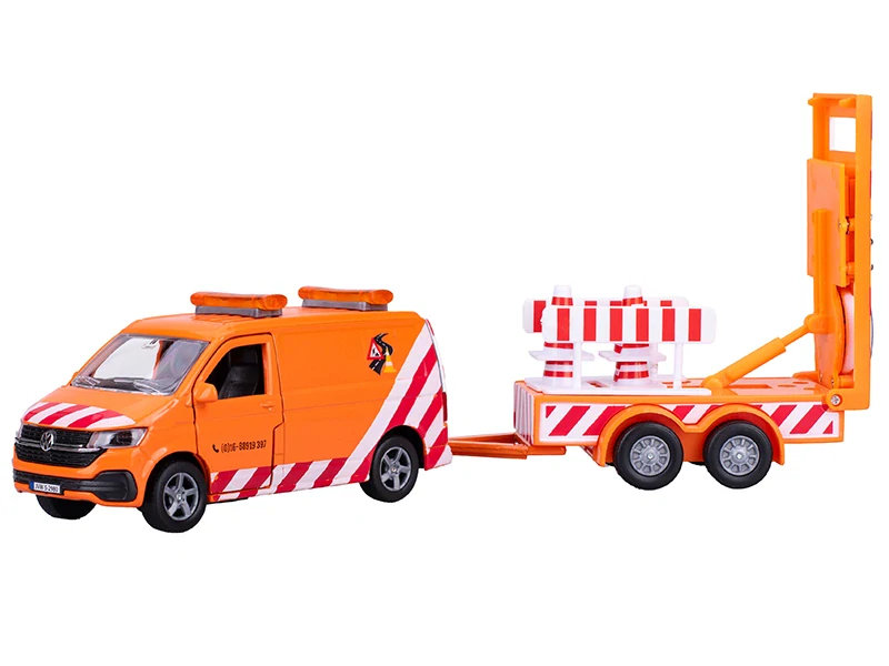 Kids Globe Traffic VW Transporter 27cm na baterie kov zpětný chod s se světlem v krabičce