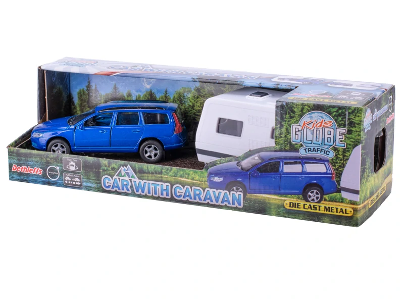 Kids Globe Traffic Volvo V70 kov s karavanem 30cm na zpětný chod v krabičce