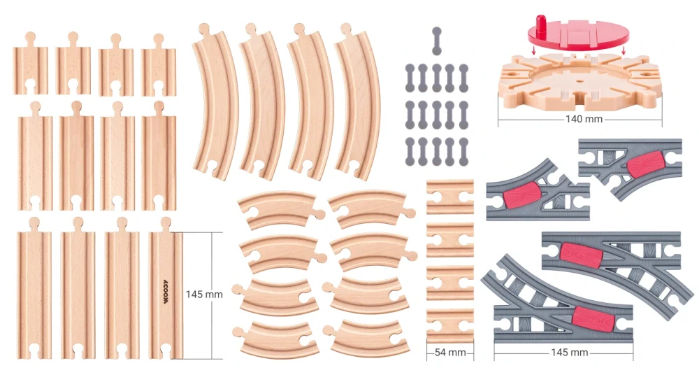Woody Set kolejí s točnou, 50ks
