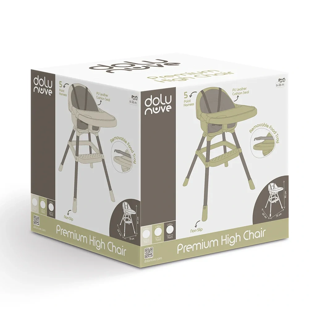 Dolu Dětská jídelní židlička s pultem, polstrováním a odnímatelným jídelním tácem, šedá, 90x70x60 cm