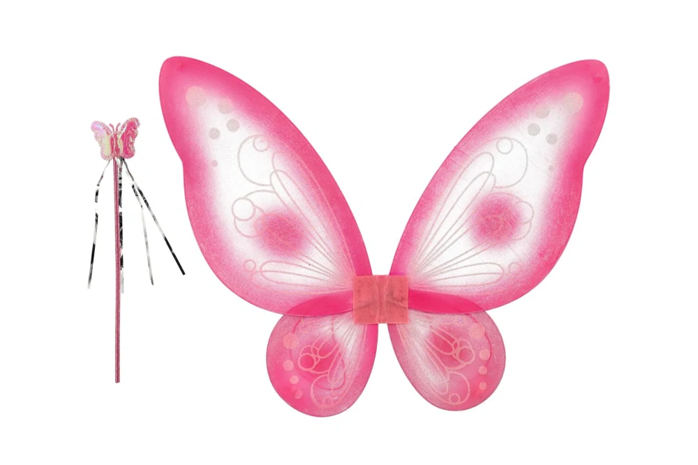 Teddies   Křídla motýlí s hůlkou nylon 2 barvy v sáčku 30,5x46x1cm karneval