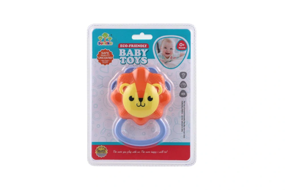 Teddies Chrastítko lev plast 9x11cm na kartě 0m+