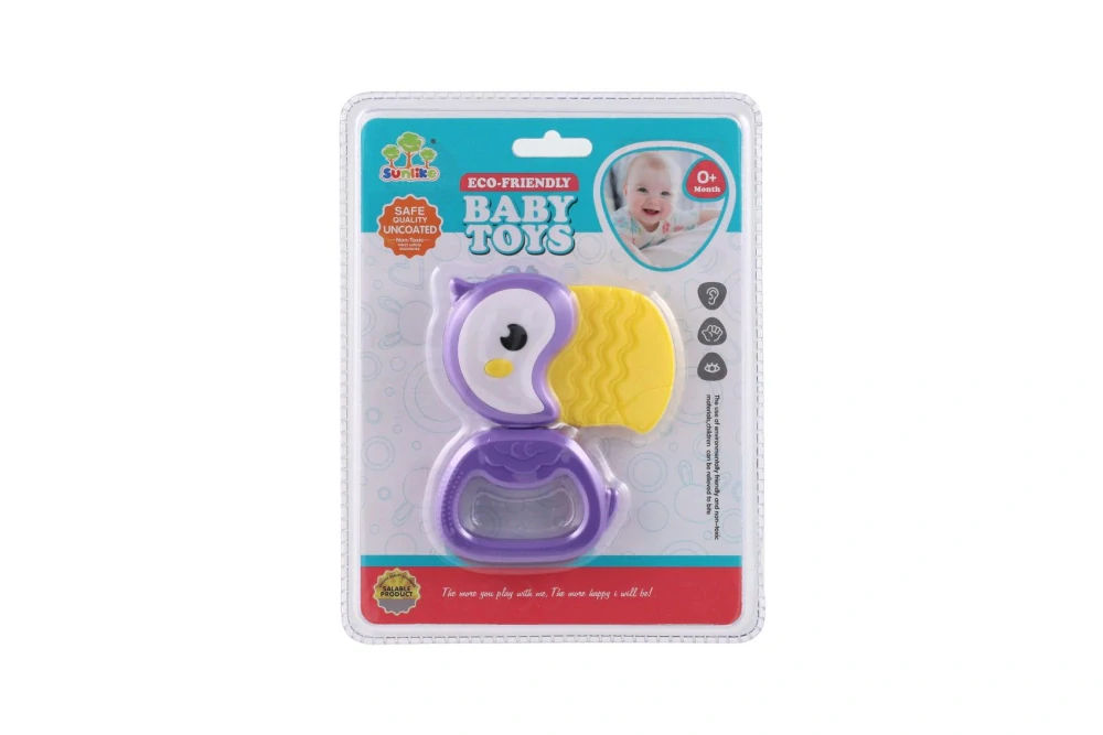 Teddies Chrastítko tukan plast 9x11cm na kartě 0m+