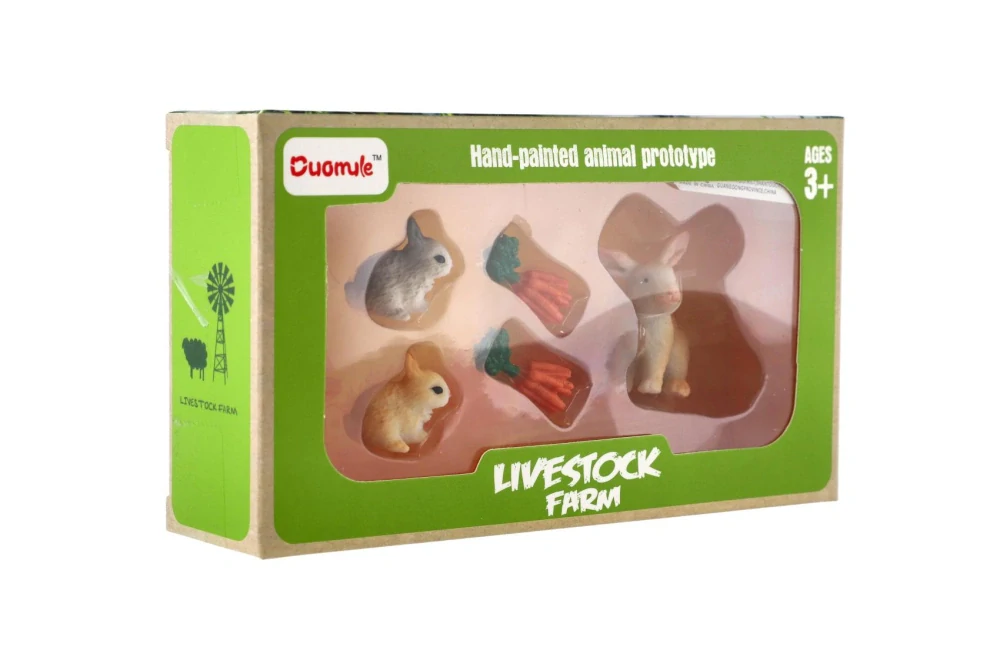 Teddies Králík/Králíček 3ks plast s doplňky v krabičce 16x9,5x4cm