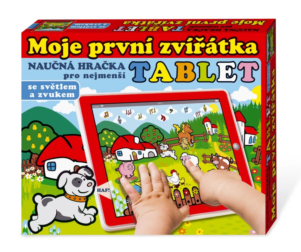 Teddies Tablet farma pro nejmenší Moje první zvířátka 24x19x1,5cm na bat. se světlem a zvukem v krabičce MPZ