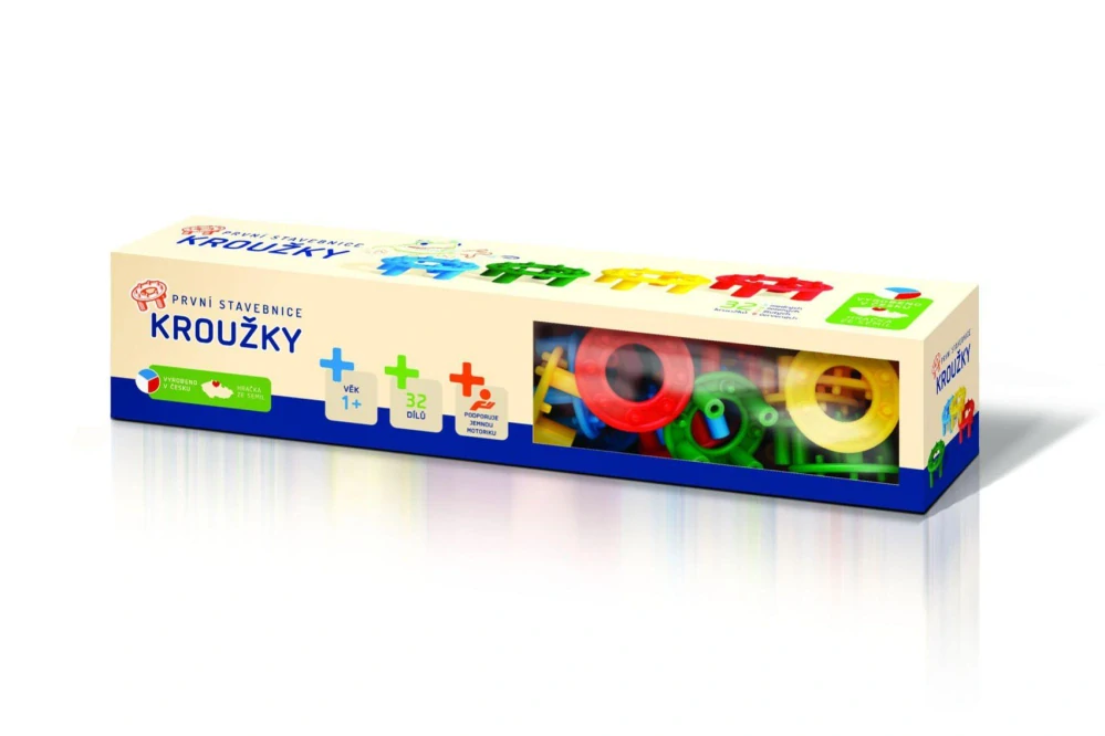 Seva První stavebnice Kroužky 32ks v krabici 34x7x7cm 12m+