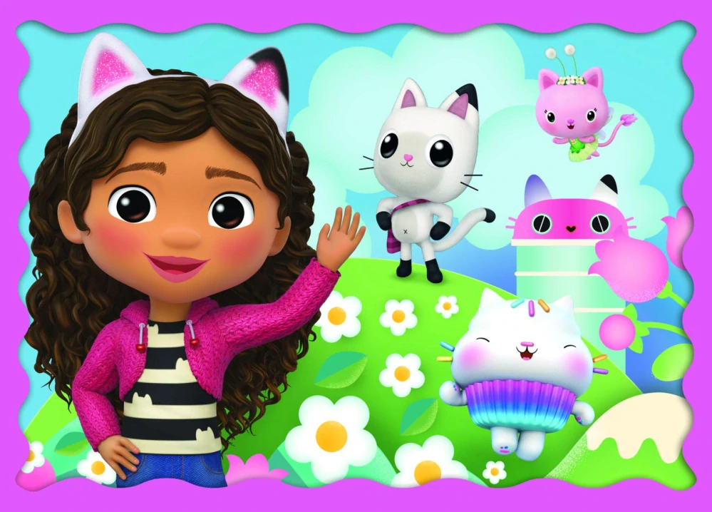 Trefl Puzzle 4v1 Gabbyina dobrodružství/Gabby´s Dollhouse 28,5x20,5cm v krabici 28x28x6cm