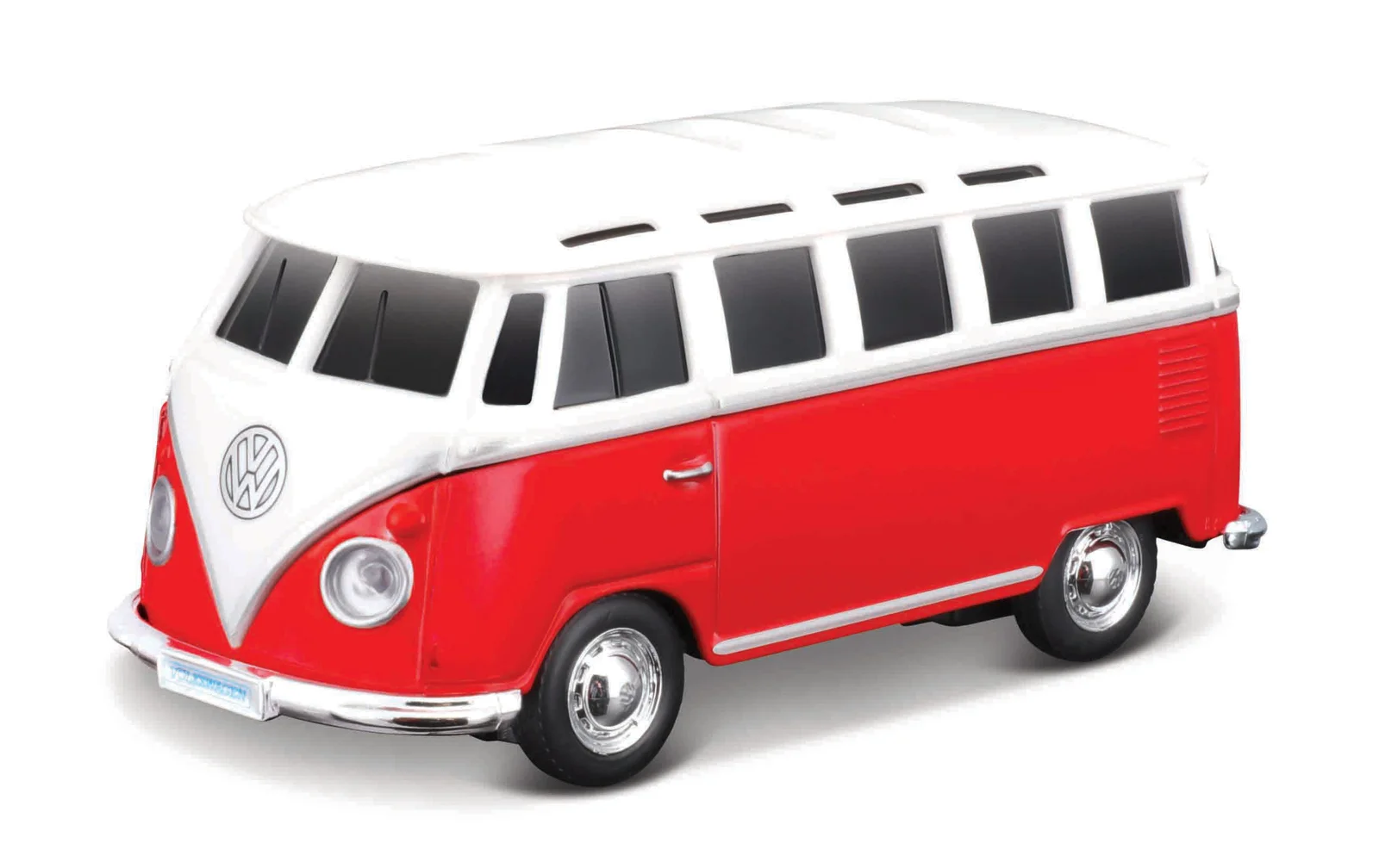 Maisto RC - DIE-CAST METAL se světly, 1:41, Volkswagen Van Samba, červená, 2,4GHz, USB,XTR,Bluetooth