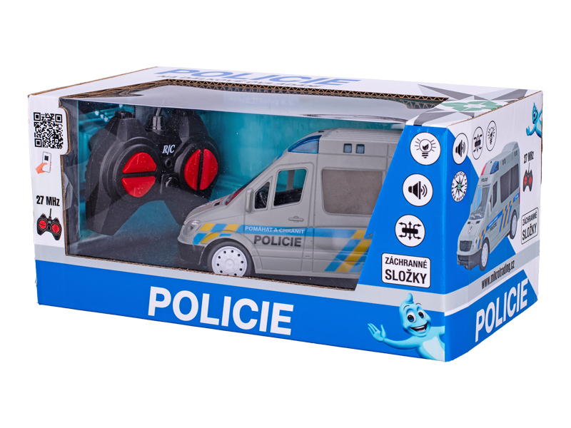 Mikro Trading  R/C auto policie CZ 17cm 27MHz plná funkce na baterie se světlem a zvukem v krabičce