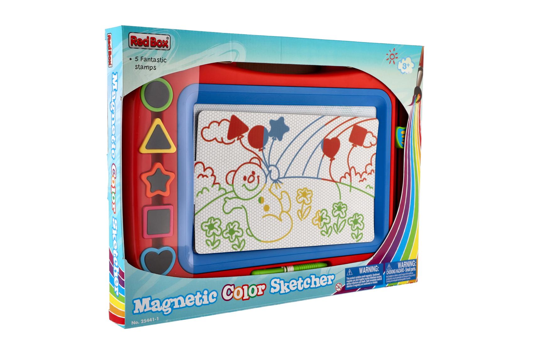 Teddies Magnetická tabulka barevná + razítka 5ks plast 43x30cm v krabici