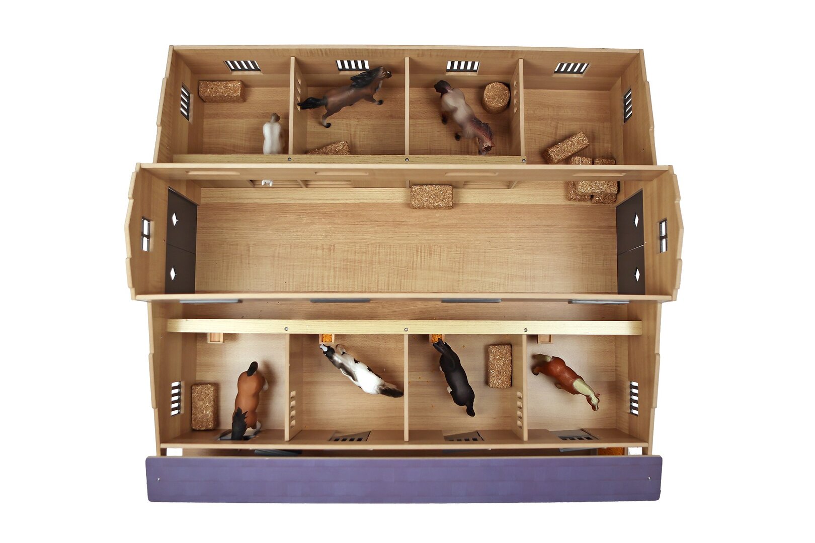 Kids Globe 610311 Farming Koňská stáj se 7 boxy a pastvinou 1:24