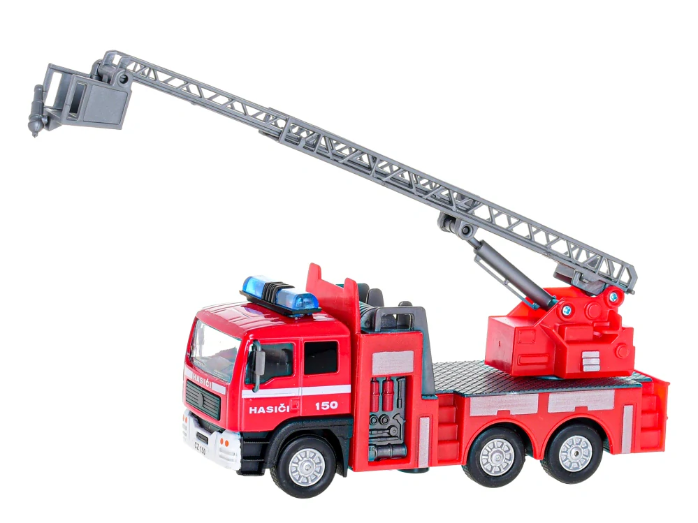 Kids Globe Traffic hasiči CZ 14cm kov zpětný chod na baterie světlo a zvuk