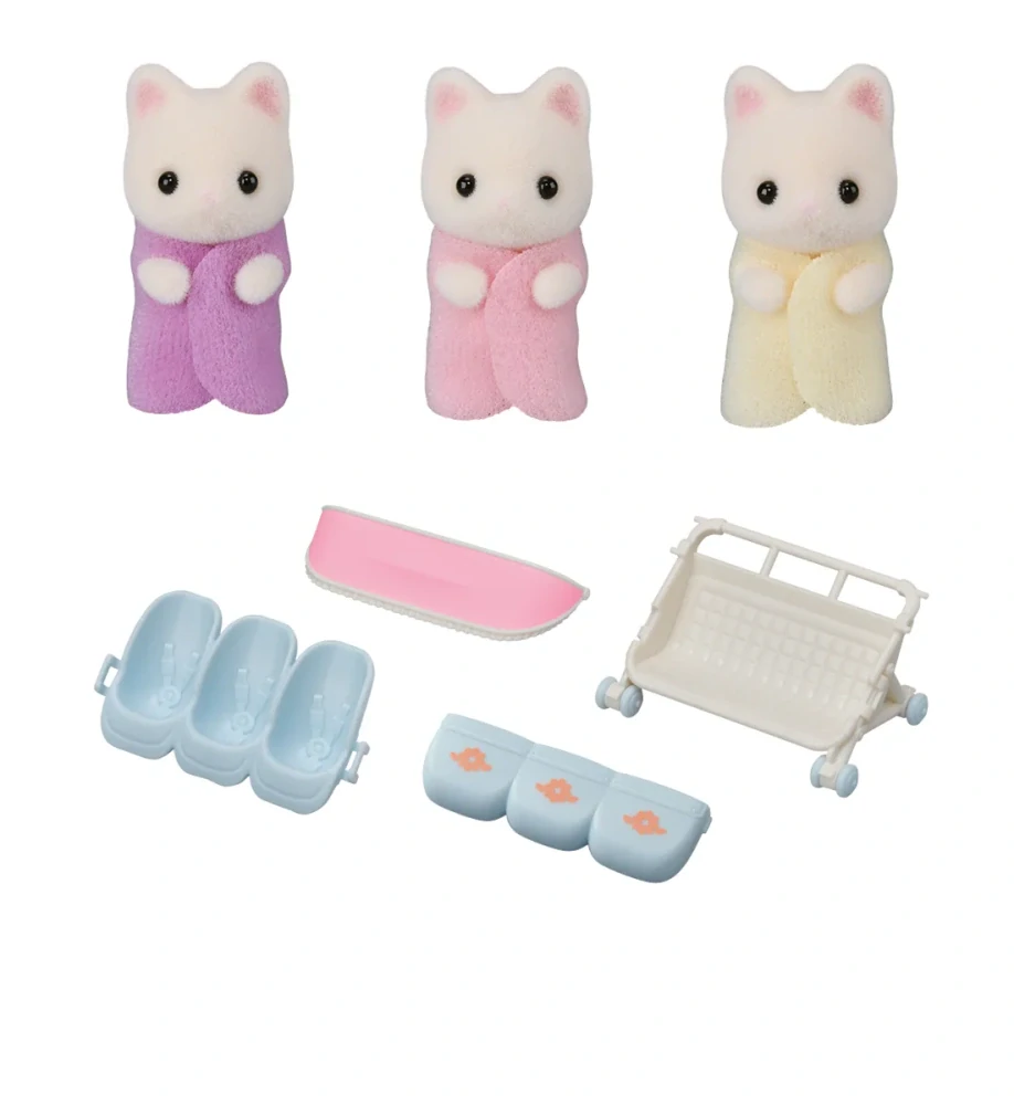 Sylvanian Families Květinová kočičí trojčata s kočárkem
