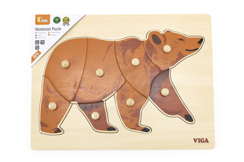 Viga Dřevěná montessori vkládačka - medvěd