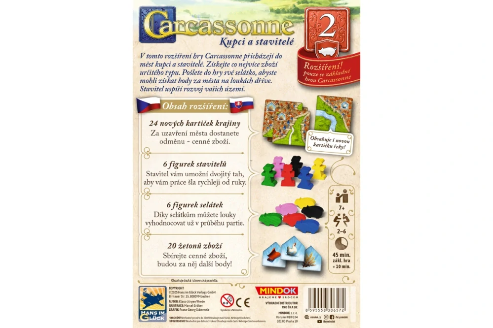 Mindok Carcassonne rozšíření 2:Kupci a stavitelé (2025)