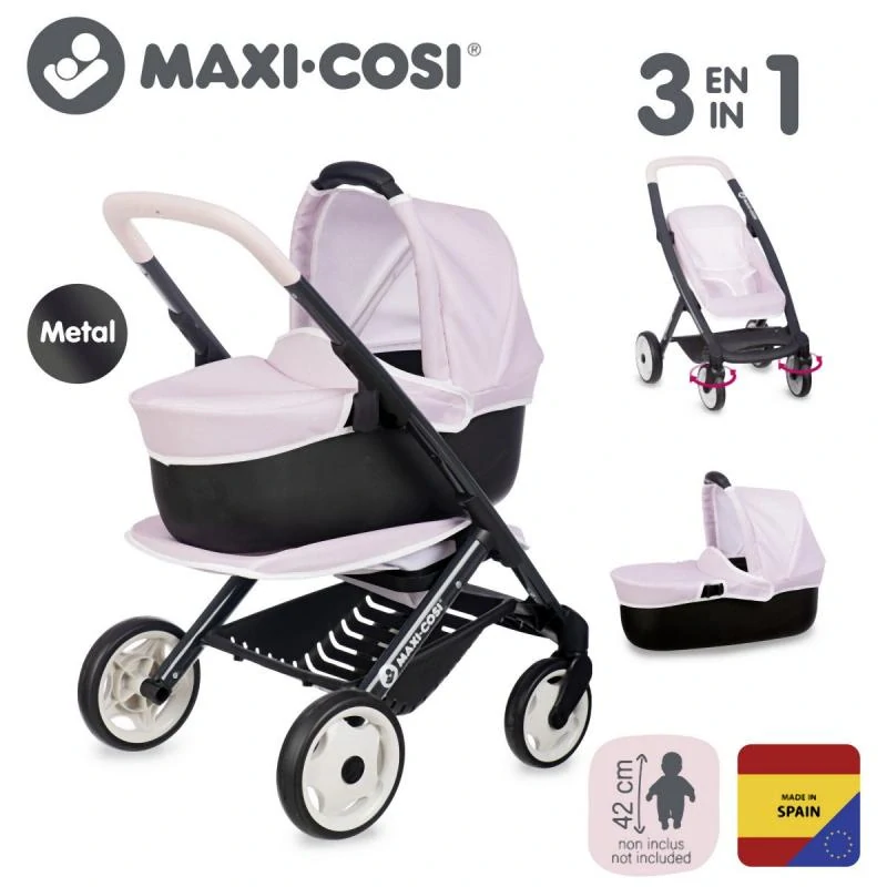 Smoby Kombinovaný kočárek Maxi Cosi pro panenky světle růžový