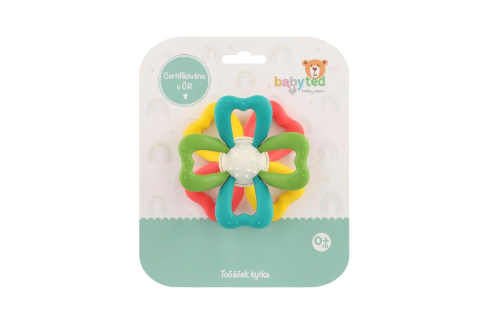 Teddies Točáček kytka babyted silikon/plast 9,5x5cm na kartě 0m+