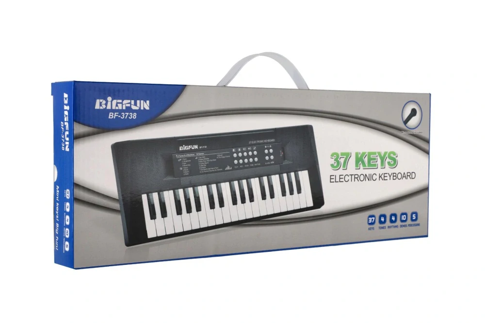Teddies Pianko/Varhany/Klávesy 37 kláves plast 40cm napájení na USB + mikrofon v krabici 41,5x16x4,5cm