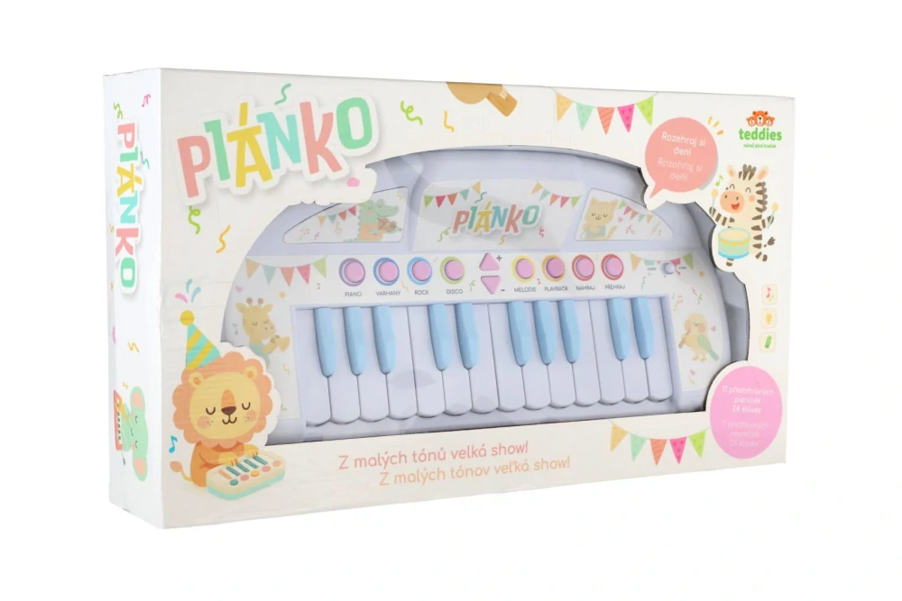 Teddies Piánko zvířátka plast 35cm pro nejmenší na baterie se zvukem v krabici 43x24x9cm