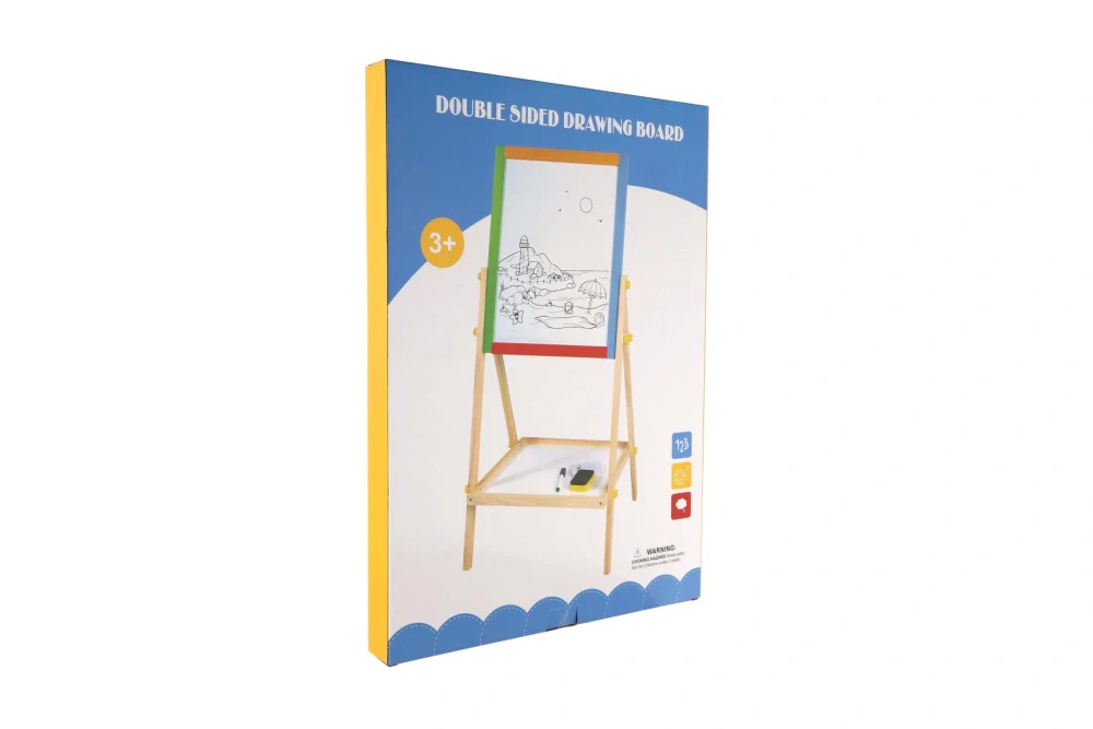 Teddies Tabule oboustranná magnetická dřevo černá/bílá 35x43cm s doplňky v krabici 44x63cm