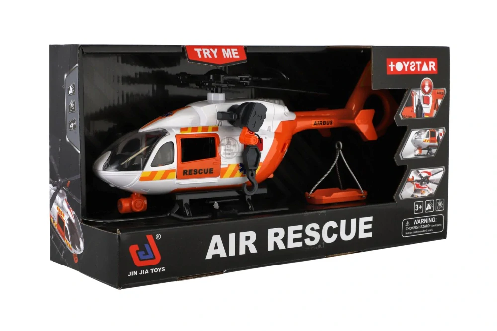 Teddies Vrtulník/Helikoptéra záchranářská plast 32cm na baterie se světlem se zvukem v krabici 34,5x19x12cm