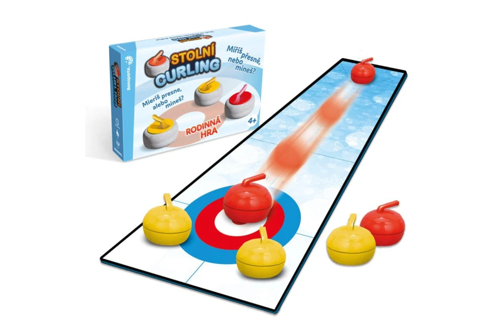 Teddies Curling stolní společenská hra v krabici 34x23x6cm
