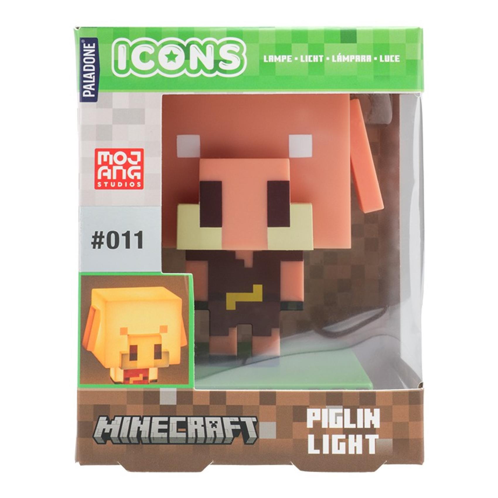 Lampička prasátko Piglin Minecraft na baterie v krabičce 10,5x14x9cm