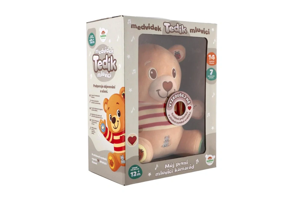 Medvěd Tedík česky mluvící plyš 22x25cm na baterie v krabici 12m+