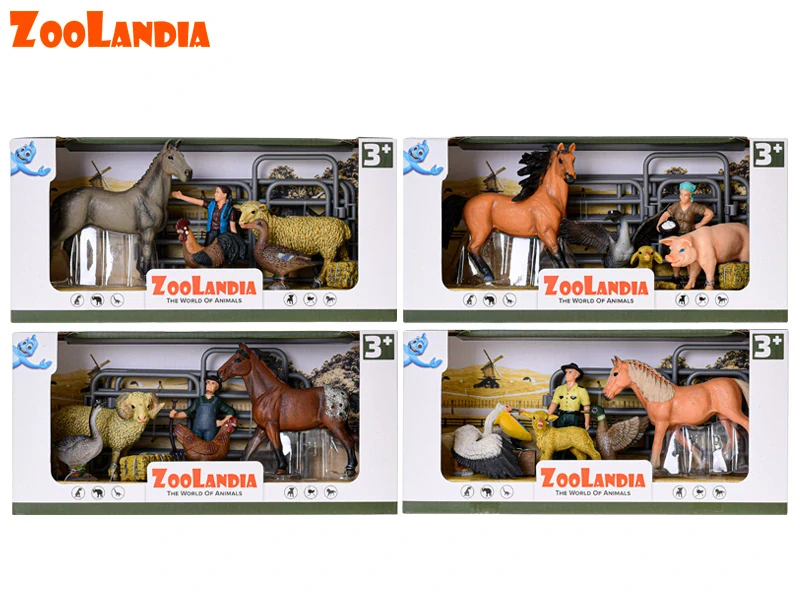 Zoolandia zvířátka farma s doplňky 4druhy v krabičce
