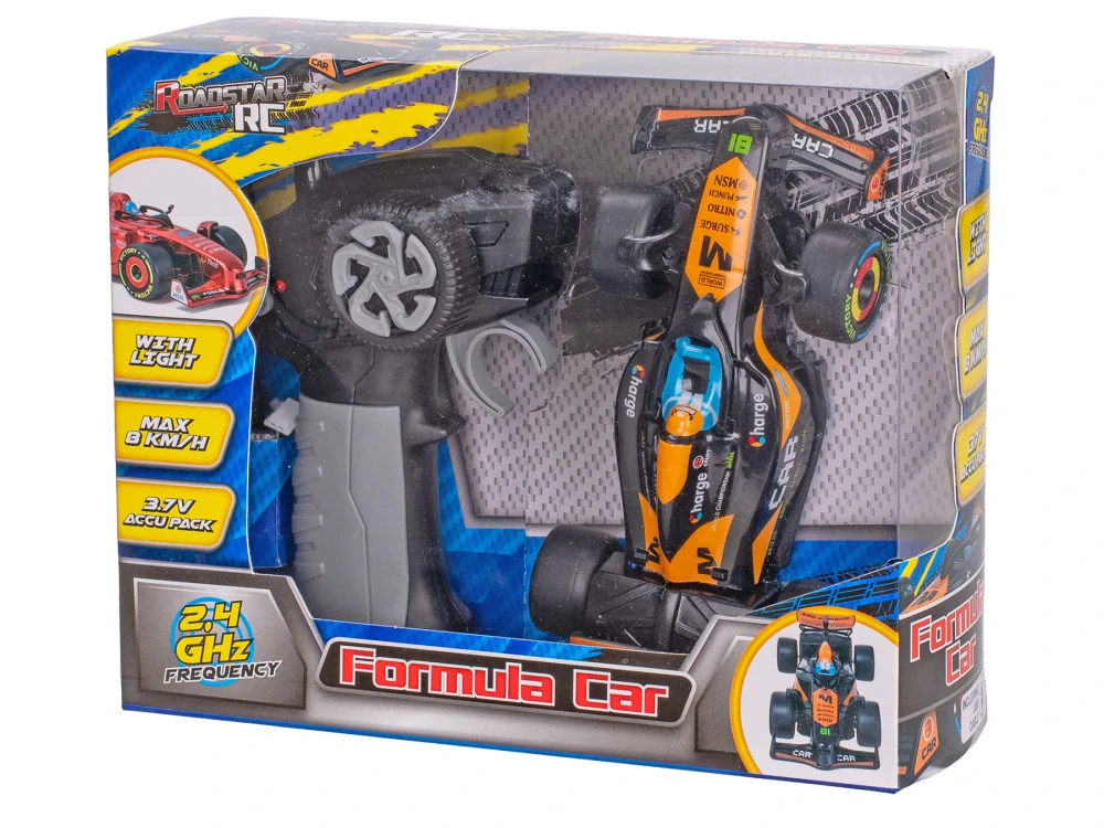 Mikro Trading Roadstar R/C formule černá 13,5cm 2,4GHz plná funkce na dobíjecí baterii se světlem v krabičce