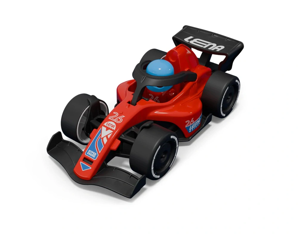 Lena Závodní vůz formule 21cm s figurkou červená v krabici 22x10,5x11cm 24m+