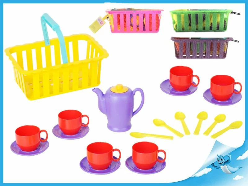 Mikro Trading Čajový set v košíku 4 barvy v síťce