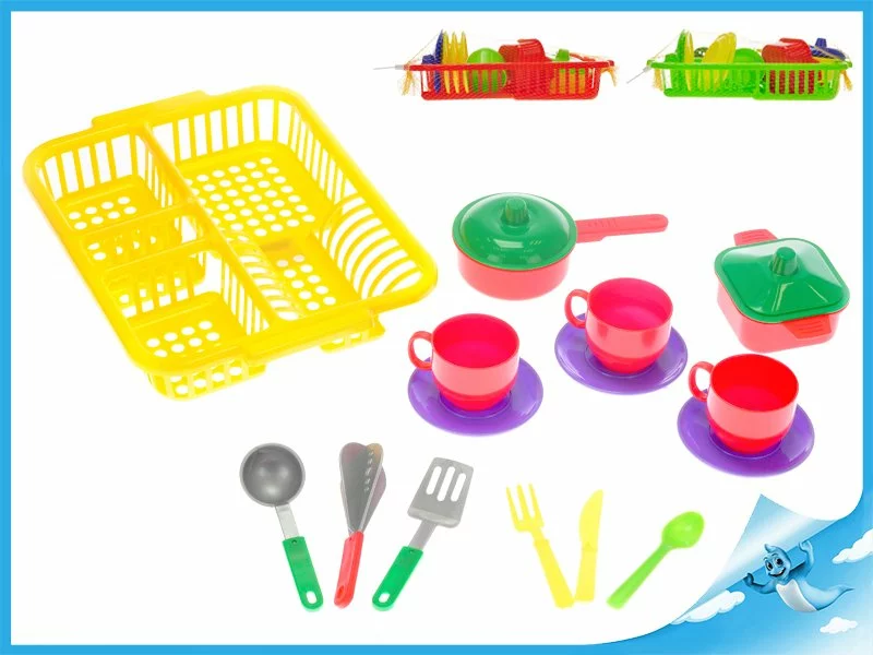 Mikro Trading Nádobí s odkapávačem 3 barvy v síťce