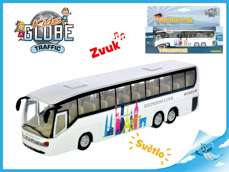 Mikro Trading Autobus 19 cm kov zpětný chod na baterie se světlem a zvukem