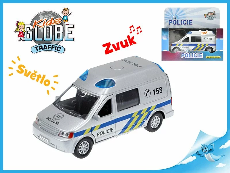 Mikro Trading Auto policie 13 cm kov zpětný chod na baterie se světlem a zvukem