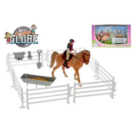 Koník s jezdcem 13 cm s doplňky v krabičce