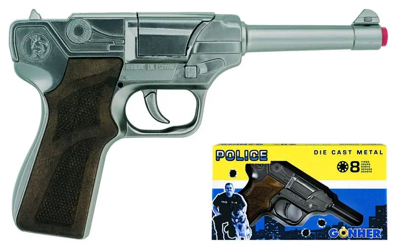 Gonher Policejní pistole stříbrná kovová 8 ran
