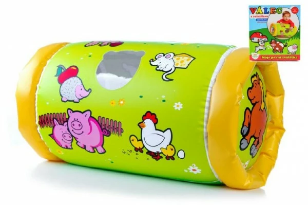 Teddies Válec s rolničkou nafukovací Moje první zvířátka 42 x 23 cm v krabici