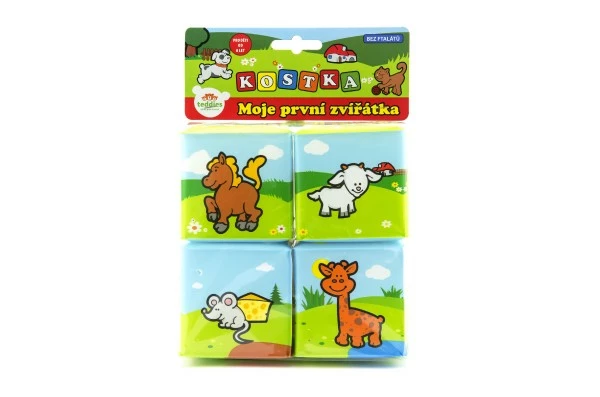 Teddies Kostka Moje první zvířátka 7 x 7 cm 4 ks v sáčku 