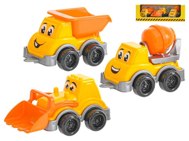 Auta stavební veselá 11-13 cm 3 ks v krabičce