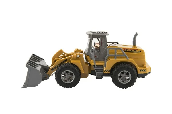Auto Buldozér RC plast 22cm na dálkové ovládání 27MHz na baterie se světlem v krabici 37x12x11cm